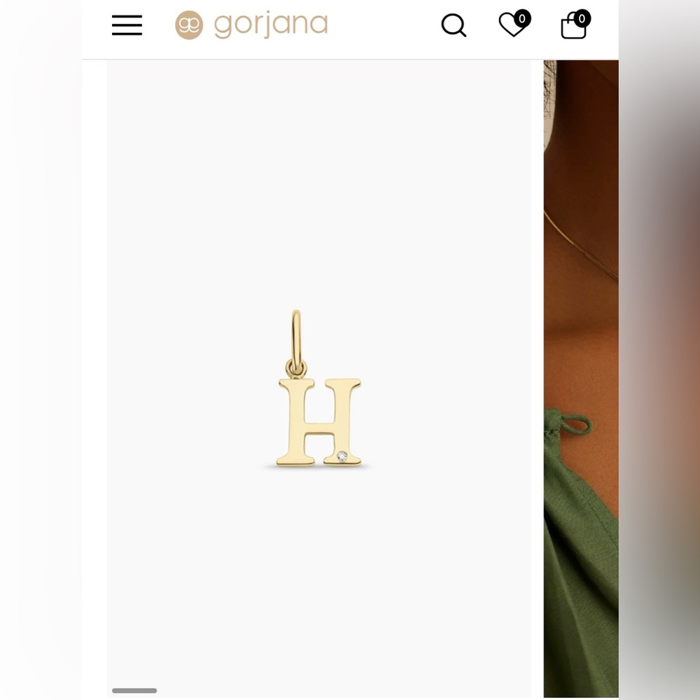 NWT Gorjana Diamond Vintage Alphabet Charm - H